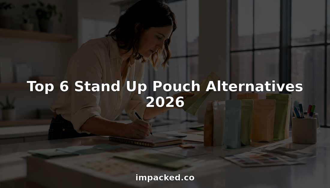 Designer examining stand up pouch alternatives samples