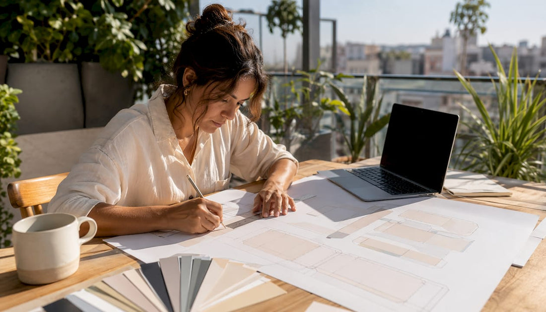 Designer working on packaging dieline template
