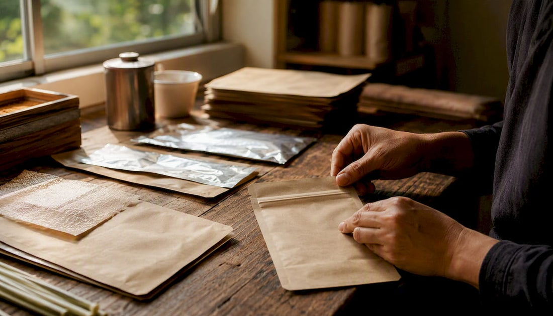 Hands sealing flat tea pouch manually